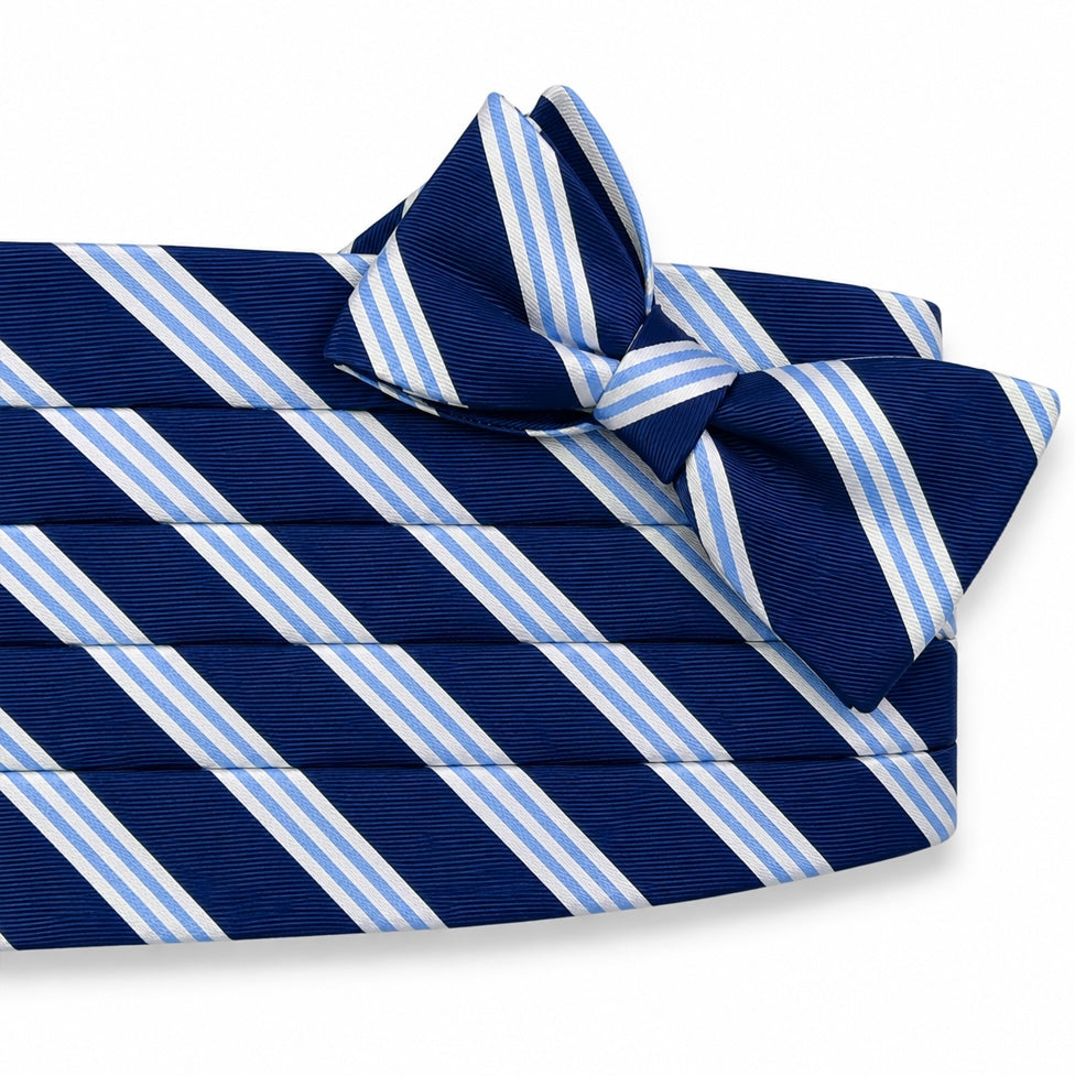 On Air Stripe: Cummerbund Set - Navy/Blue