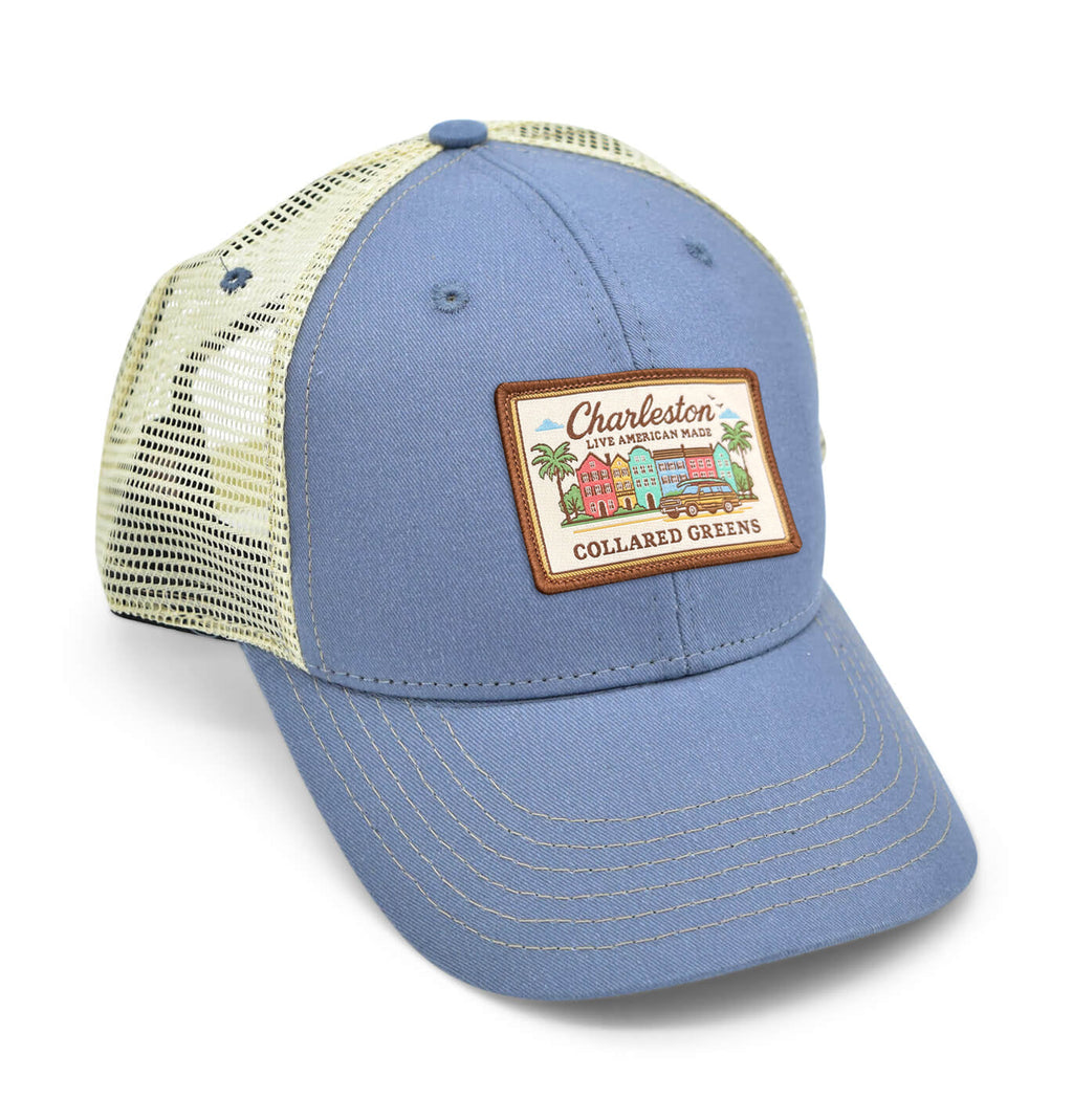 Rainbow Row Redux: Badged Trucker Cap - Shoal Blue